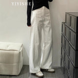 White Curved Wide-Legged Jeans Women's 2025 Summer New High-Rise Thin Casual Scyter Straight Pants