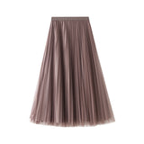 Golden Velvet Mesh Dress Women Wear Both Sides Of The 2025 Autumn And Winter New Long High-Waisted 100-Fold Dress 3319