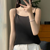 Silk Satin 2026 Spring And Summer Women's New Dress In A Short Collar With A Single Shoulder Sling Slings Small Vest
