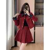 Autumn And Winter French Name Red Little Scented Dress Women's Life Of The New Year Dress New Year's Robes Two Sets
