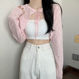 Solid Color Shoulder With Ice Silk Sunscreen Cardigan Women's Spring And Summer Thin Coat Short Outer Small Shawl Hoodie