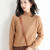 Wool Blended 206 Autumn And Winter New Short Lady Korean Version Of High-Necked Loose Solid Color Knitted Bottom Sweater
