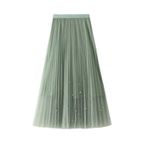 Heavy Industry Nail Pearl Dress Women's Half-Dress Dress 2025 Spring And Autumn Mid-Autumn Long Dress Net Yarn Dress 100Folded Dress 8581