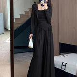 Lazy Temperament Set Spice Girl With Sunscreen Shang-Lao Shirt Women's Summer New High Waist Casual Dresses