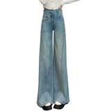Light-Colored Broad-Legged Jeans Women's Spring And Summer 2025 New Thin-Explosive Loose Drag-And-Hanging Straight Trousers Women