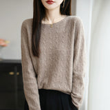 A Line Of Ready-Hearing Wool Blended 2026 Autumn And Winter Women's New Loose Neck Twisted Collars In The Head Of The Bottom Knitting Shirt