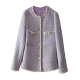 Small Fragrant European Women's Clothing Lavender Purple Coarse Flowers, The Shirt Coat Coat Women Composite Autumn And Winter Short Children