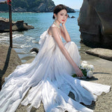 Heavy Industry Stacked Lotus Leaves By The Sea To Take Pictures Beautiful Dress Flowing Morning Robes Daily Birthday Dress Beach Dress