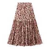 Elegant Flowing Pocket Oil Painting Wind Color Dot High Waist A Word Showing Thin Multi-Level Folded Half-Body Dress 9908