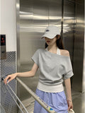 Two Hanging Neck Short-Sleeved T-Shirts For Women In Summer 2025 Summer Korean Hot Girls Showing Thin Shoulders