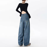 Vintage Scimits Jeans Women 2025 Winter New High-Rise Loose Straight-Legged Scyter Pants