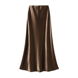 Temperament Pressure Folded Bare-Faced Fishtail Half-Dress Girl Spring Hanging Thin Bag-Butbice Long Dress 9836