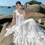 Heavy Industry Stacked Lotus Leaves By The Sea To Take Pictures Beautiful Dress Flowing Morning Robes Daily Birthday Dress Beach Dress