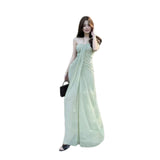 Seaside Vacation Slimming Bra Dress Slightly Fat Mm Fashion Niche Design Feel Elegant Temperament Dress Dress Woman