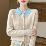 Wool Blended 2026 Autumn And Winter New Women's POLO Collar Small Mahjong Short Warm Knitted Open Shirt Over Jacket