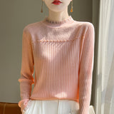 Fine-Woven Wool 2026 Autumn And Winter New Women's Short Lace Lace Lace Lace Collar Nail Beads Knitted Sweater