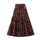 Broken Cake Half-Dress Woman's New Summer Splicing Flowing Wrinkles Big Swing A Word High Waist Long Dress 9908
