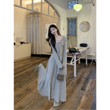 French Suit Irregular Temperament Knitted Top High Waist Half-Dress Girl Spring And Autumn Two Sets Feel Thin