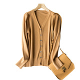 Wool Blended 2026 Autumn And Winter Women's New Loose V-Neck Solid Color Short Knitted Cardigan Jacket Sweater Spring