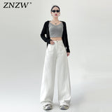 White Jeans Women 2025 Trend With New Summer Loose-Ragging Casual Broad Leg Pants White Pants Women