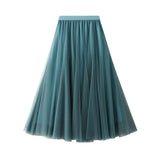 New Long Yarn Skirt Half Dress Girl Autumn And Winter High Waist Long Net Yarn Skirt 100 Folding Skirt A Skirt Fairy Dress 8859