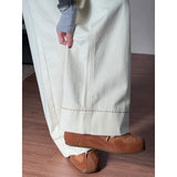 Large-Size Rice White Jeans Women Spring And Autumn Fat Mm Pear-Shaped Body Loose High-Rise Thin Straight Broad Leg Pants