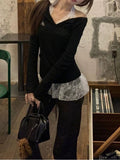 Pure Style Suit Women's Heavy Industry Embroidery Knitted Shirt Early Autumn New Sexy Lace Hanging Neck Vest Two Sets Ins
