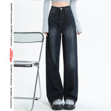 Blue-Gray Wide-Legged Jeans Women's New High-Waisted Loose-Hanging Straight-Fitting Trousers In Autumn 2025