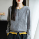 Wool Blended 2026 Autumn And Winter New Women Loose Color Collar Buckle Two Bottoms Outside Wearing Knitwear Coat