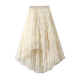 Irregular Cake Skirt High-Rise Mesh Skirt Unkempt Dress 2025 New Ladies Dress Fairy Skirt 1379