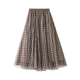 Vintage Lattice Trinkle Dress High Waist Shade Medium Long Tight Waist Spring And Summer Skirt 8806