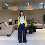 Straight Jeans Women's 2025 Summer Trend With New High-Waisted Loose Leisure Broad Leggings