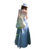 Beautiful Niche Heavy Industry Design Sense Of National Style Light Blue Pin To Receive The Belt Sling Dress Dating Tuxedo Dress