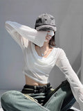Sweet Cool Hottie Sexy Long-Sleeved Hooded T-Shirt With Short Sunscreen Leisure Thin Umbilion Spousal Hooded Blouse Spring And Summer