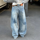 Workwear Trousers Loose Scissors Jeans Men And Women Retro Water Wash Broad Leg Trend New Casual Trousers