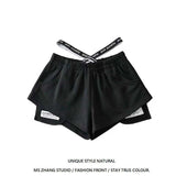 High-Rise Shorts Women Summer Hot Girls Tight Waist Label Loose Broad Legs Leisure Hot Pants Tide