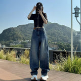 Fashion Scissor Jeans Women's Large Size 2025 Spring And Summer New Pear-Shaped Body High-Rise Loose Loose Thin Leg Pants