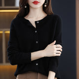 Wool Blended 2026 Autumn And Winter New Women's Round Collar Short Line Ready-Up Knitted Open Coat Coat Top 5