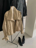 Korean British Style Short Wind Jacket Design Collar Double Buckle Korean Version Of Fashion Niche Top Lady