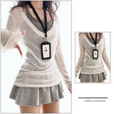 Great-Looking White Hoodie Half-Dressed Dress Women's Summer 2026 New Early Spring Han Eds To Wear A Suit Skirt