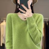 First-Line Ready-Sheed Seamless 100% Pure Wool 2026 Autumn And Winter New Short V-Neck Knitted Bottom Sweater