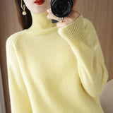 Wool Blended 2026 Autumn And Winter New Short Lady Korean Version Of High-Necked Loose Solid Color Knitted Bottom Sweater