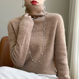 Line Ready-Wear 100% Pure Wool 2026 Autumn And Winter New Women's Heap Collar Collar Short Knitted Sweater