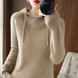 Wool Blended 2026 Autumn And Winter New Women's Loose Hoodie Hoodie Solid Color Short-Case Sweater Knitted Hoodie