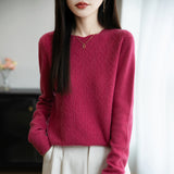 A Line Of Ready-Up Clothing Wool Blended 2026 Autumn And Winter New Women Loose Round Collared Collared Twisted Flower Inside The Bottom Knitting Shirt