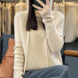 Line Ready-Wear 100% Pure Wool 2026 Autumn And Winter New Women's Short-Colored Hoodie T-Shirt Jersey Sweater