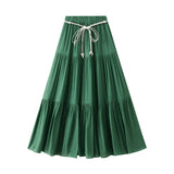 Cotton Cake Skirt Dress Half-Dress Slim Feeling A Long Dress Girl Summer Long Splicing Big Swing Skirt 9935