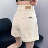White Denim Shorts Women's Summer Thin High-Waisted Pear-Shaped Body Thin A-Word Broad-Legged Trousers Hot Pants