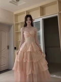 Scarf With Chest Pads ~ French Thousand Gold Wind Pink Wave Dot Hanging Dress New Super Fairy Cake Dress In Summer
