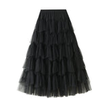 Cake Skirt 2025 Autumn New Mesh Dress Design Half-Dress Net Yarn Splicing Ponpong Skirt 1219